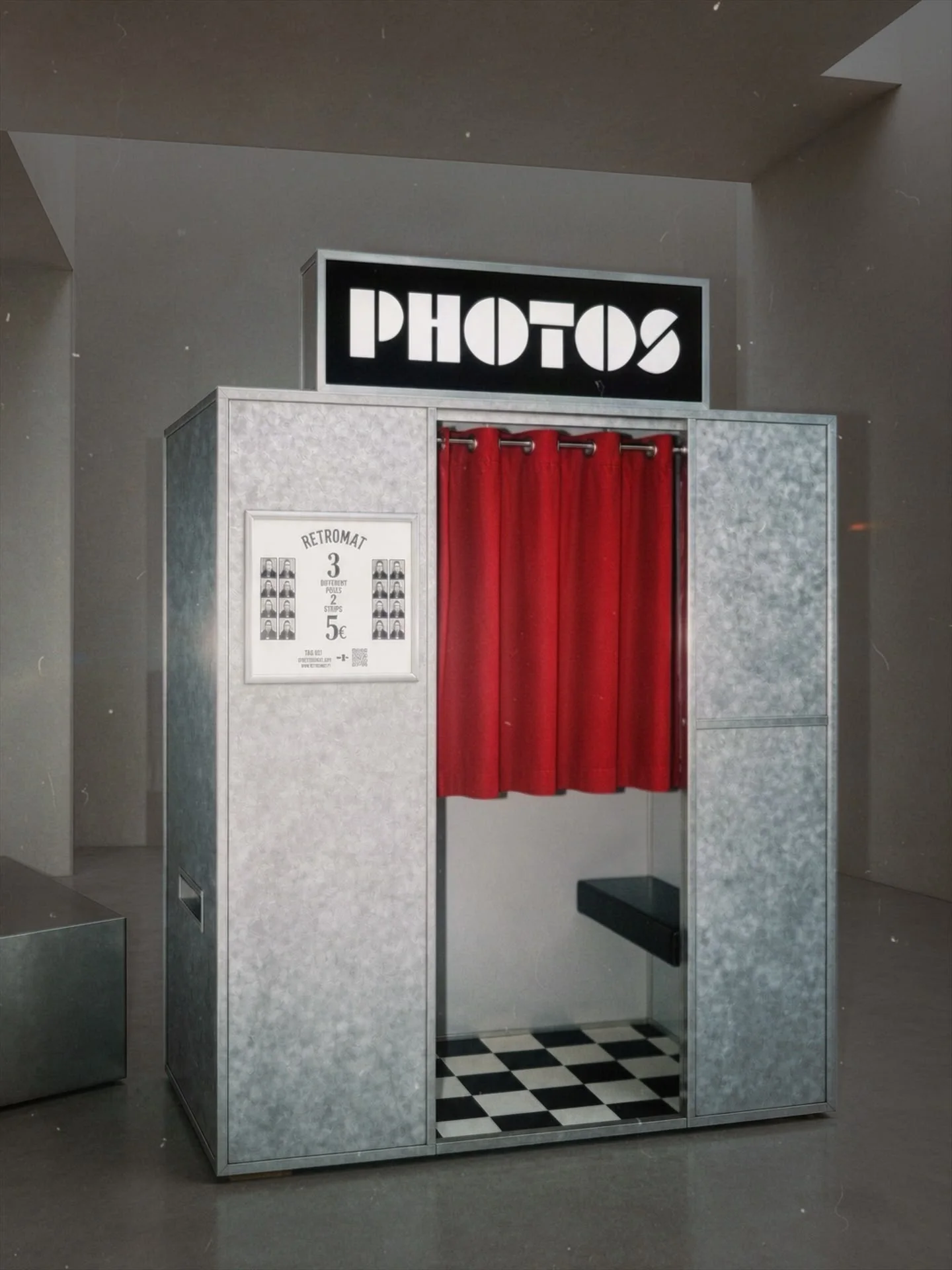 The Classic Retromat booth with red curtain