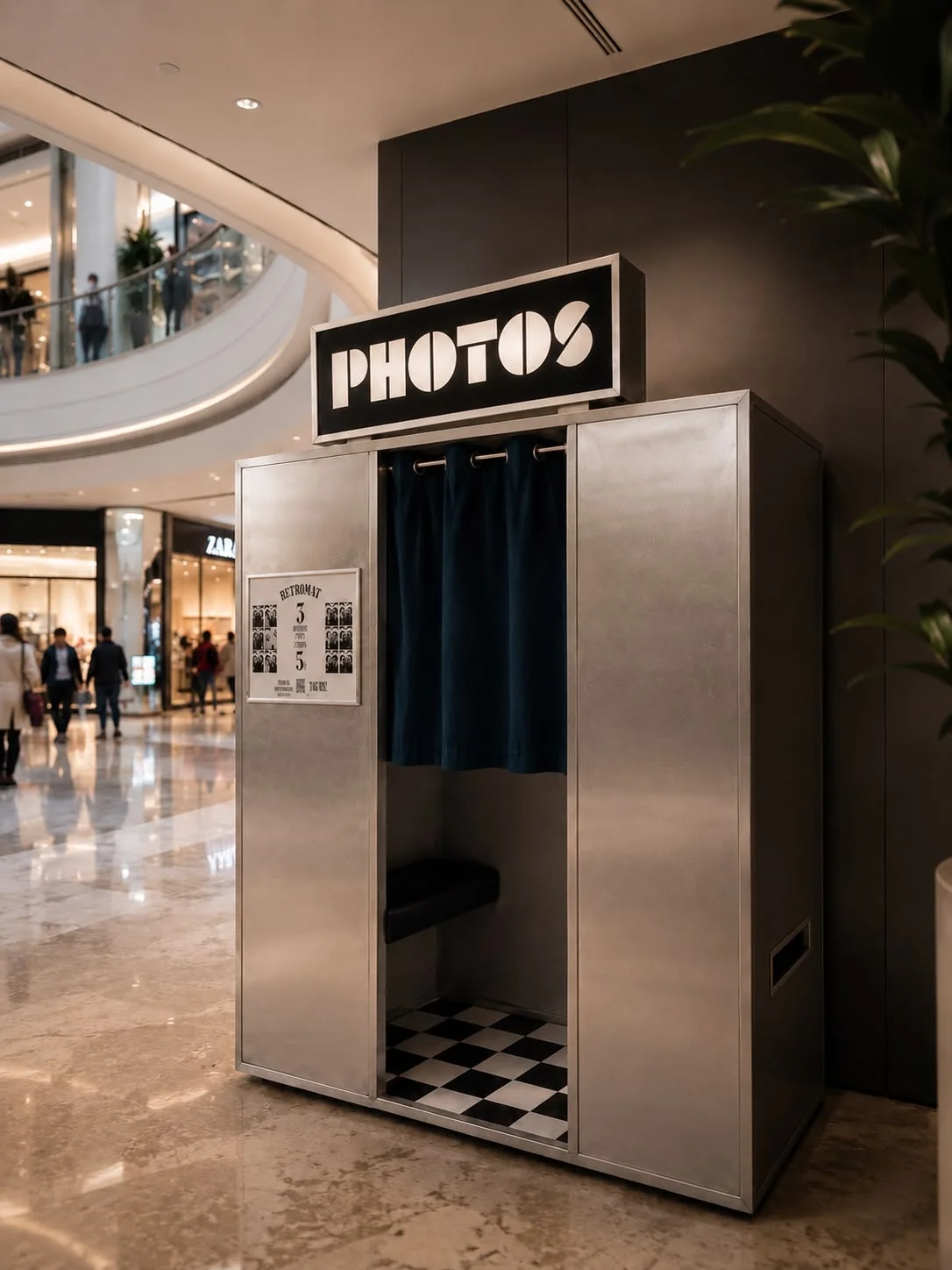 The Silver Retromat booth in a contemporary venue